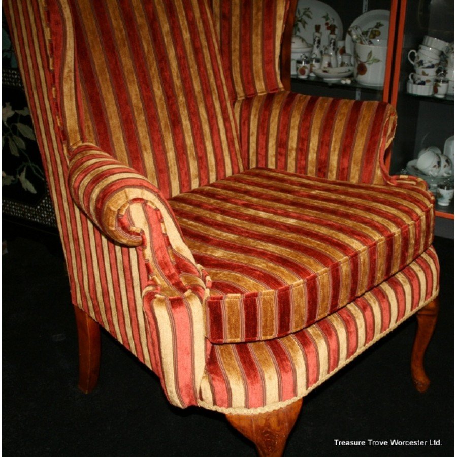 Quality Striped Upholstered Armchair